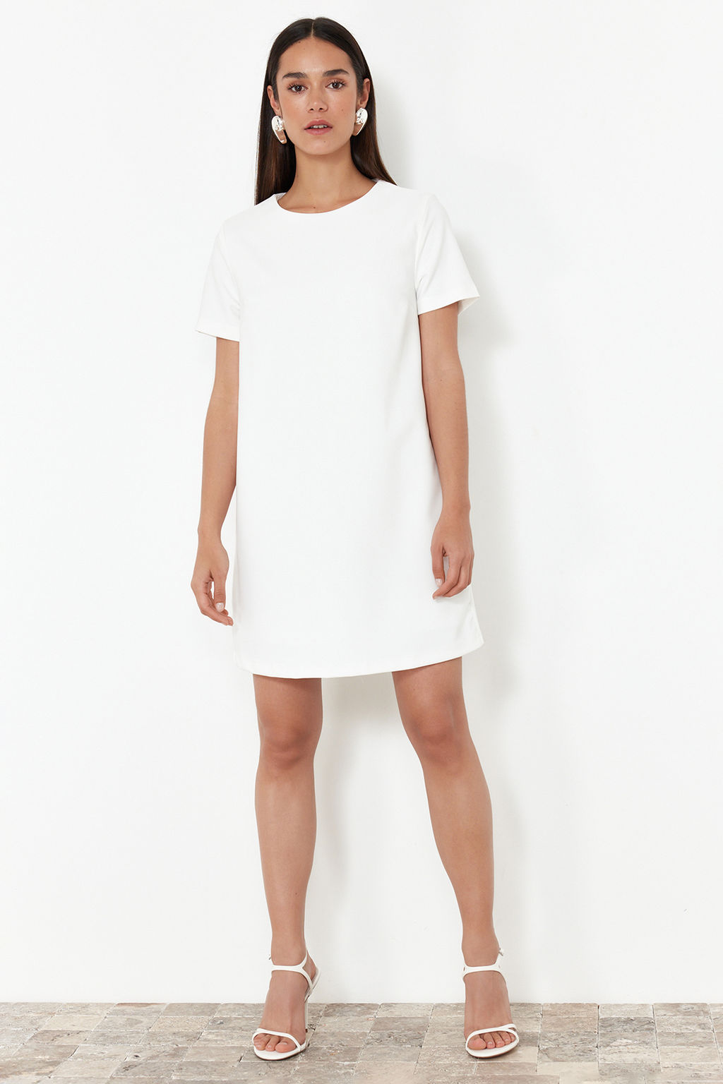 Ekru Mini Dokuma Elbise TWOSS24EL01027 - Trendyolmilla фото 3