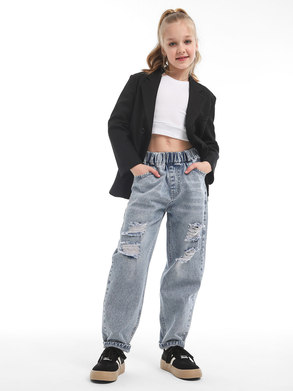Джинсы-бананы для девочек - СИНЯЯ МОДА фото 9