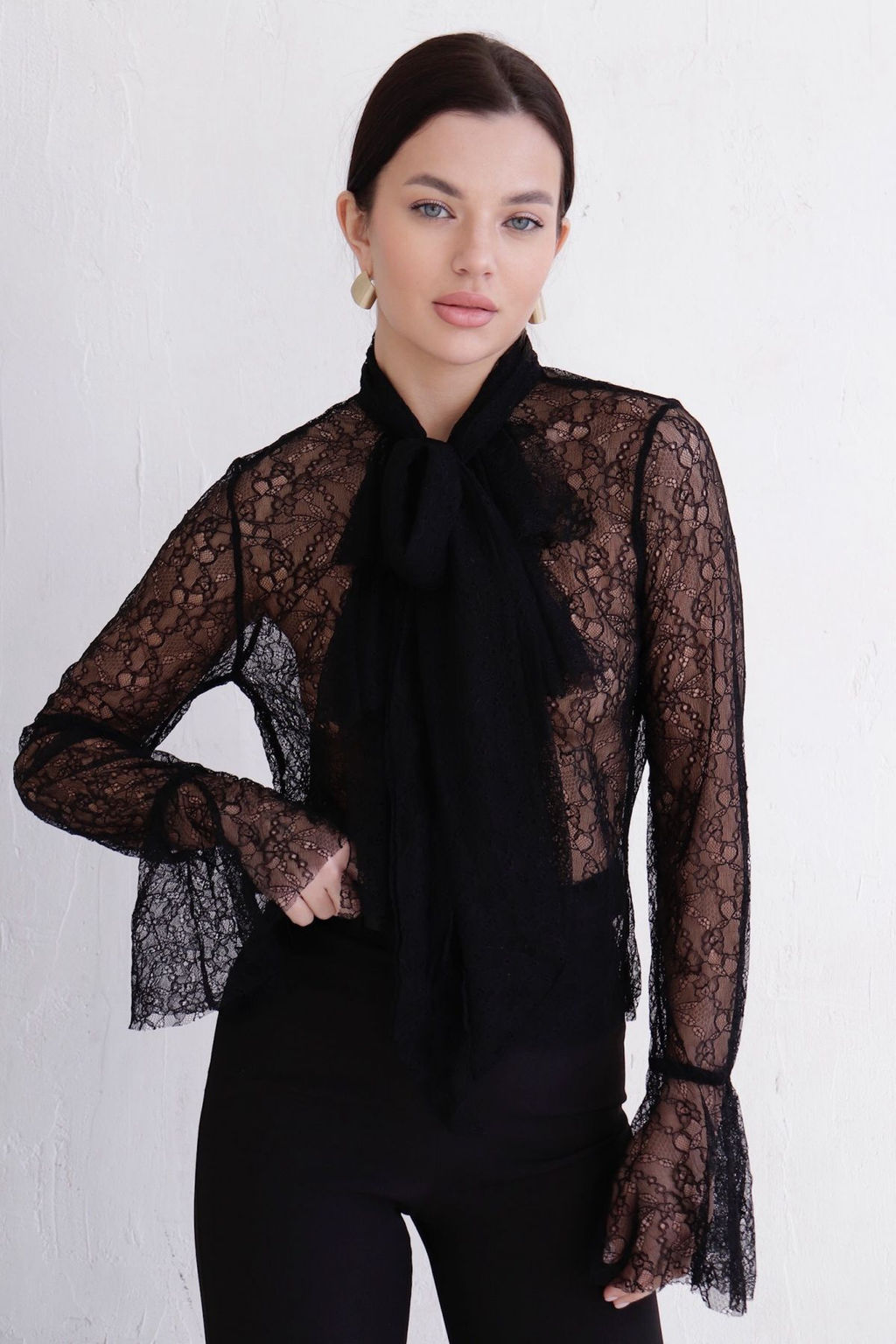 Блуза кружевная чёрная - Martichelli фото 3