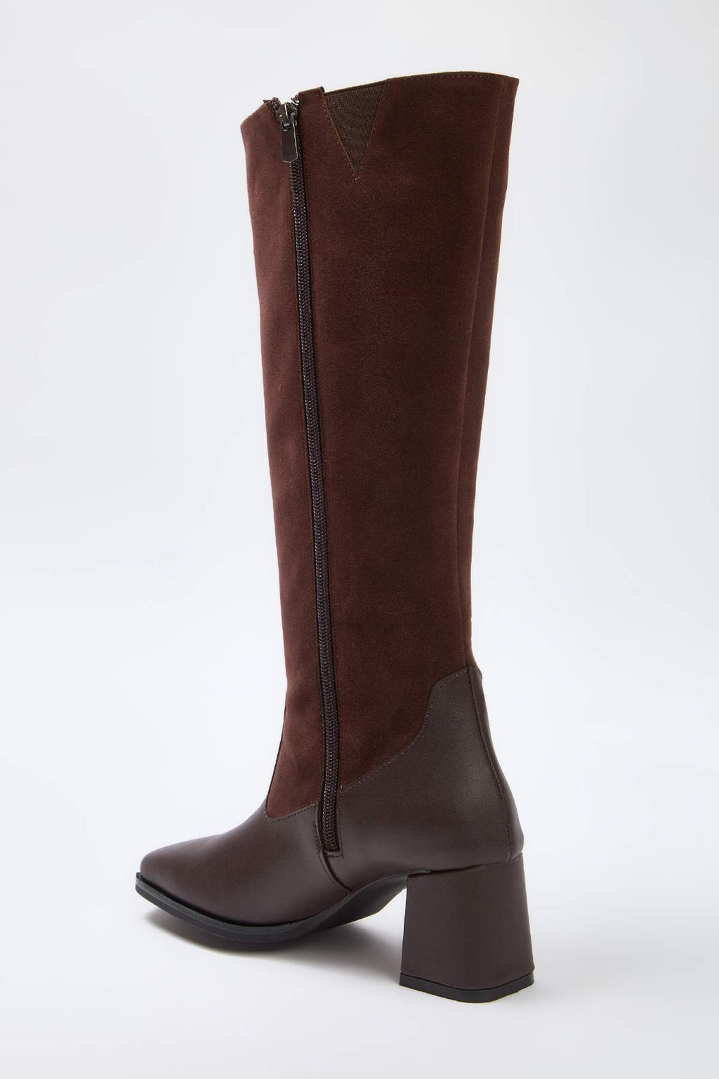 Kahverengi Suet Kontrast Detayl? Blok Topuklu Kad?n Cizme TAKAW26CZ00026 - Trendyolmilla фото 5