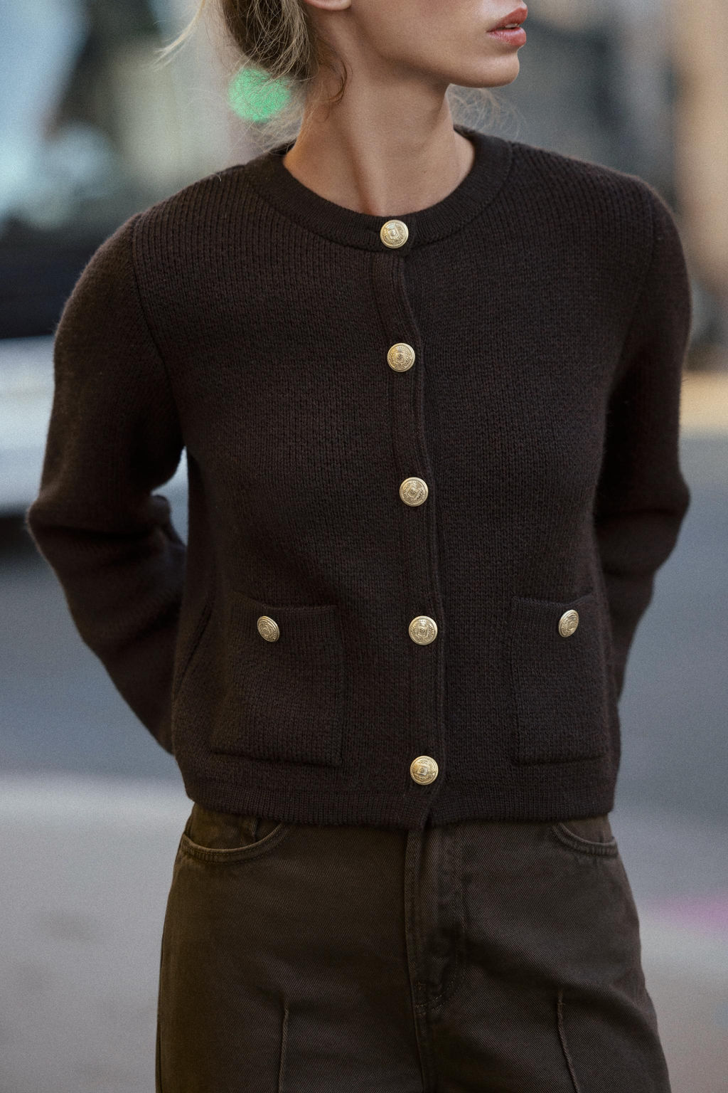 KNIT CARDIGAN WITH GOLDEN BUTTONS - Zara фото 5