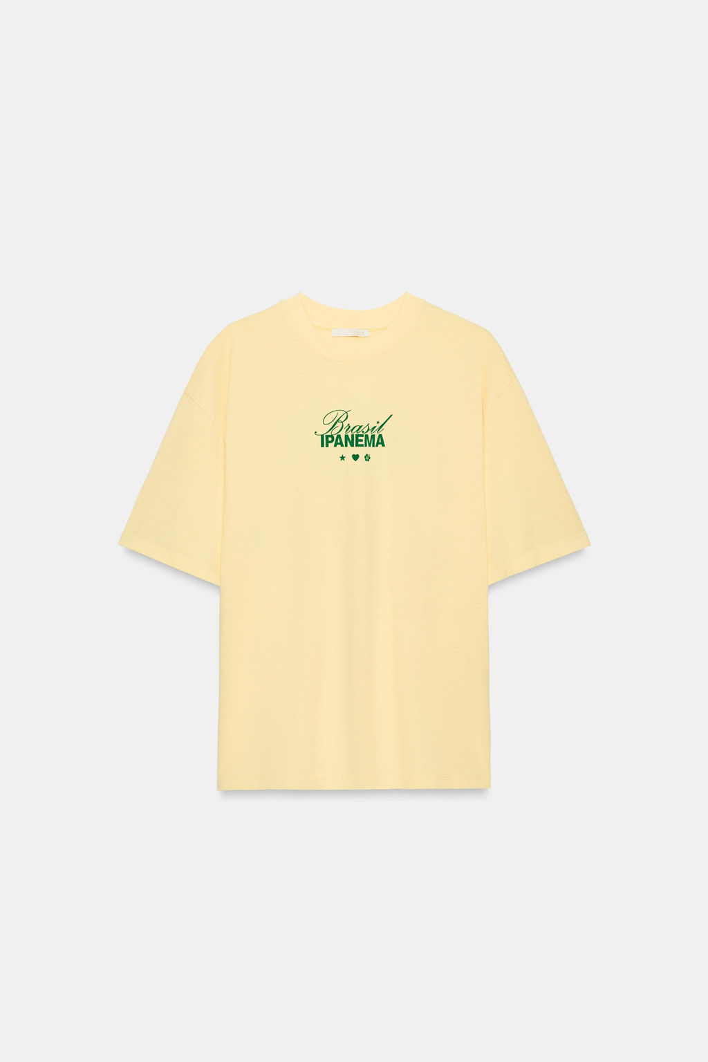 CAMISETA EFECTO LAVADO TEXTO / Amarillo