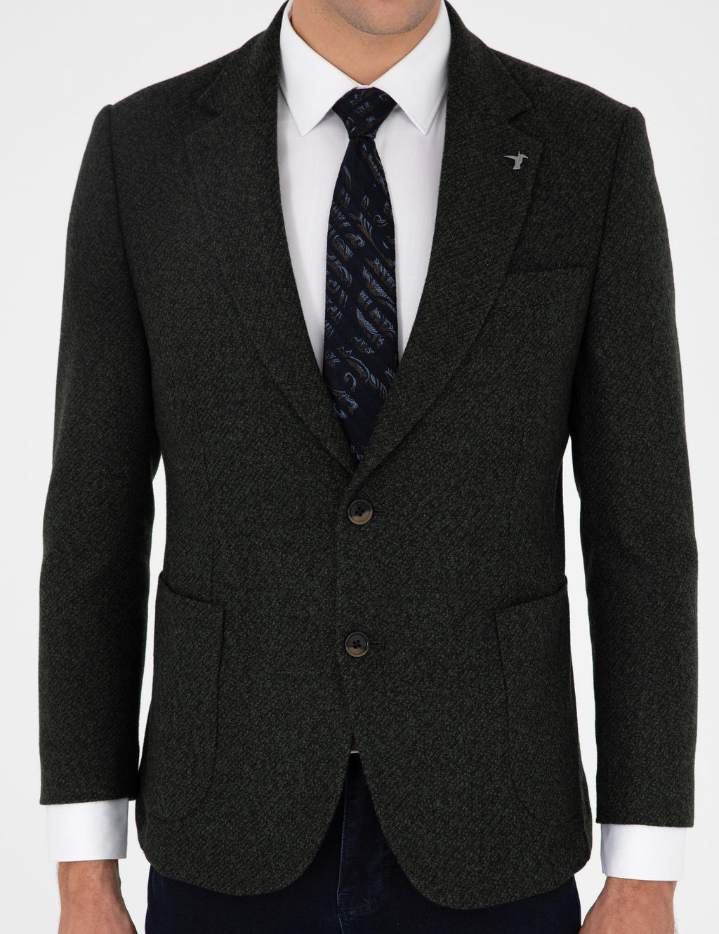 Темно-зеленая приталенная куртка из смесовой шерсти - Cacharel фото 6