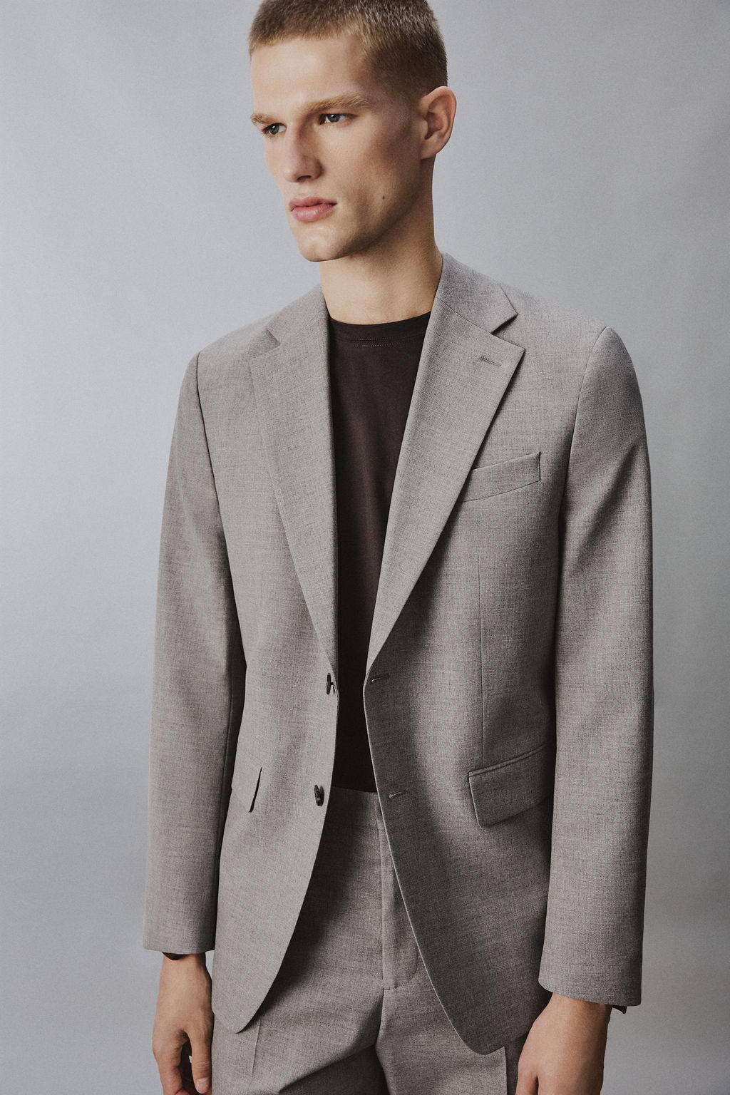 BLAZER REGULAR FIT TRAJE ESTRUCTURA / Beige - Zara фото 5