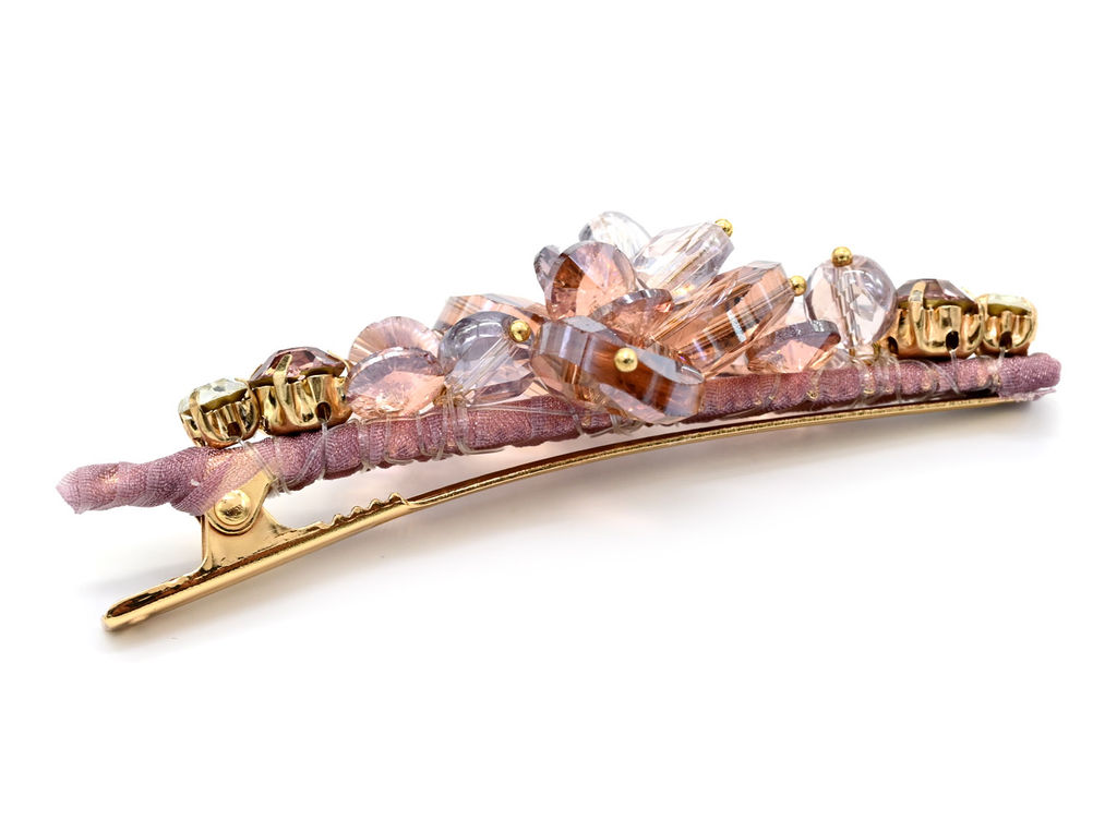 Заколки для волос с цирконом 20*80мм, цвет розовый