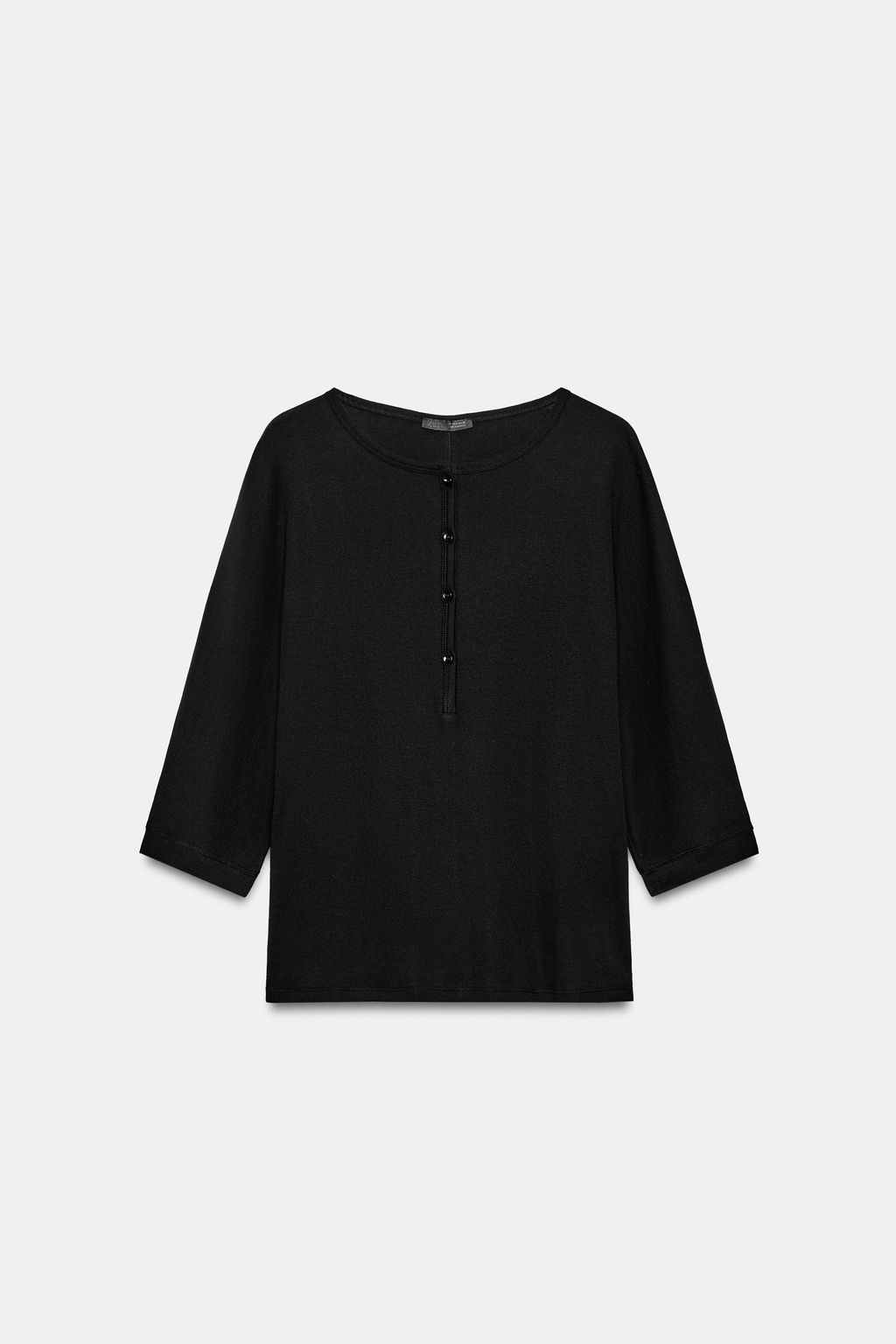 CAMISETA CUELLO PANADERO ALGOD?N / Negro - Zara фото 6