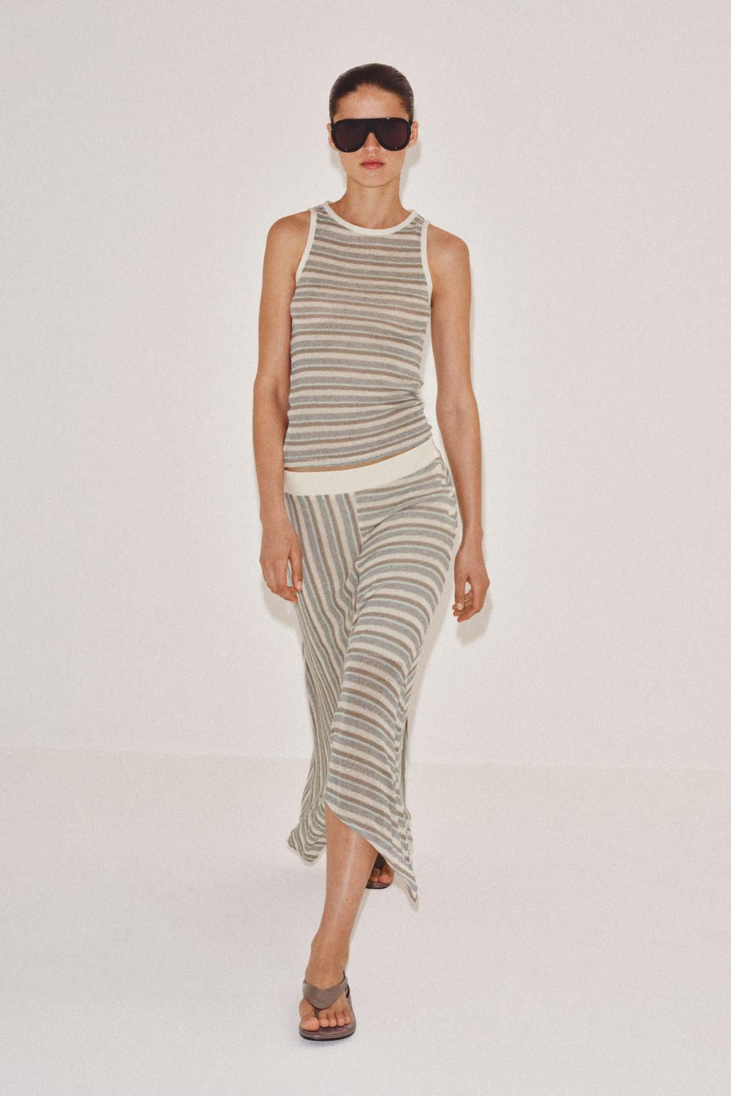 ASYMMETRIC STRIPED SKIRT - Zara фото 7