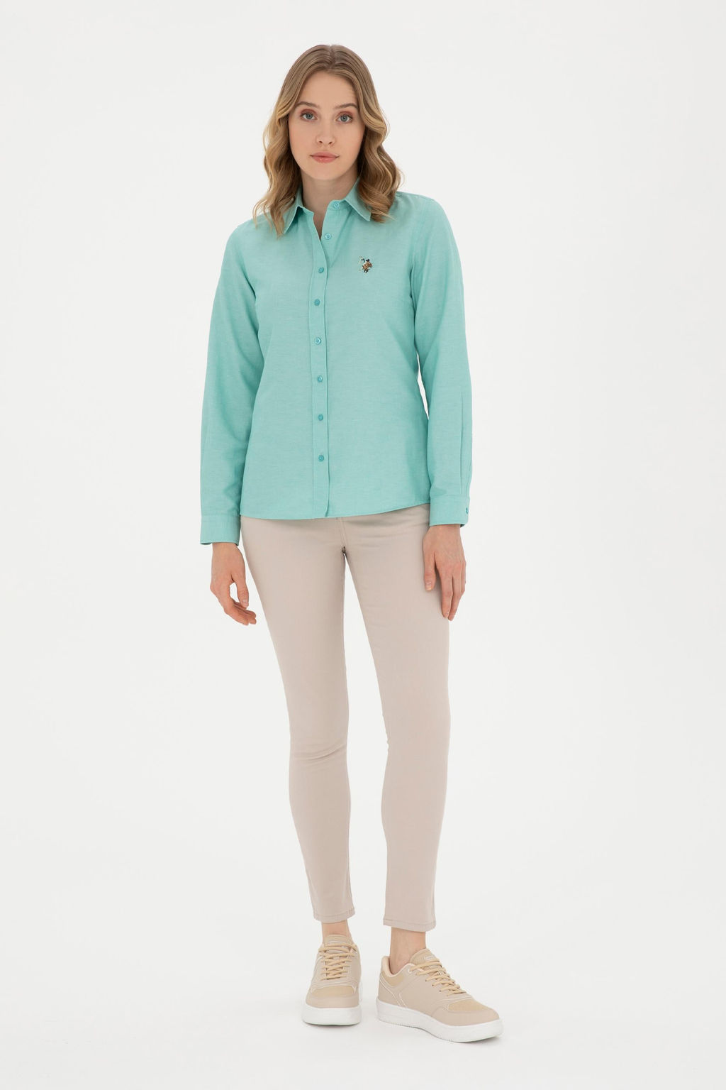 U. S. Polo Assn / Женская мятная базовая рубашка с длинным рукавом - U.s. polo assn фото 11