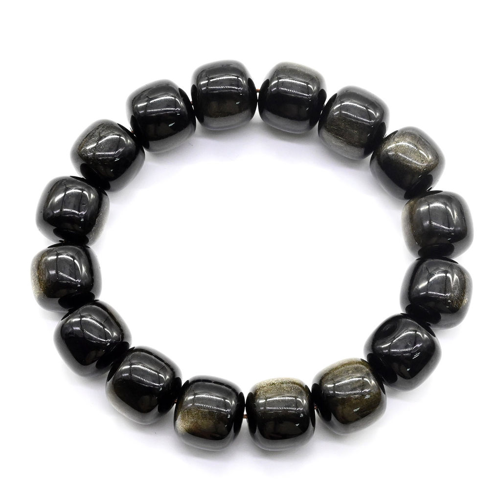 Обсидиан золотистый браслет мужской рондель 14*12мм