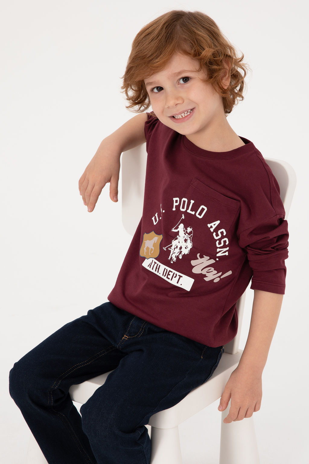 Erkek _ocuk Bordo Bisiklet Yaka Sweatshirt - U.s. polo assn фото 4