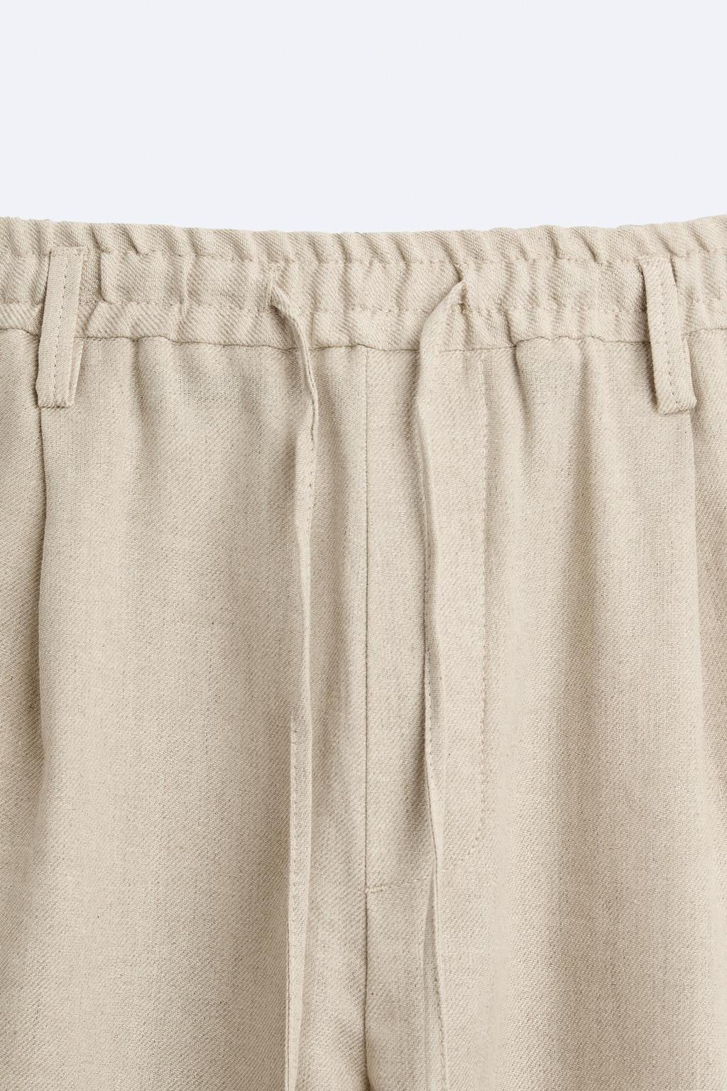 PLEATED COTTON - LINEN TROUSERS - Zara фото 27