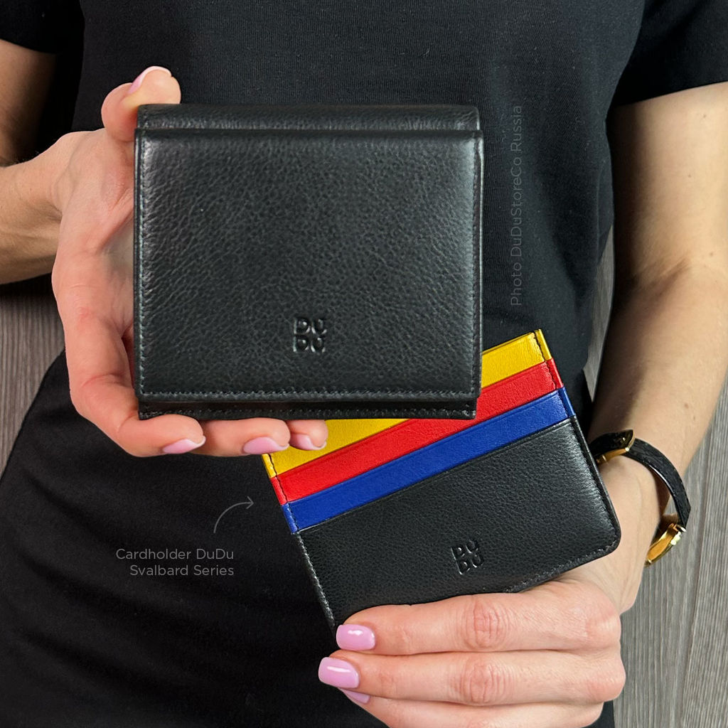 Итальянский кожаный кардхолдер DuDu серии Svalbard | черный
