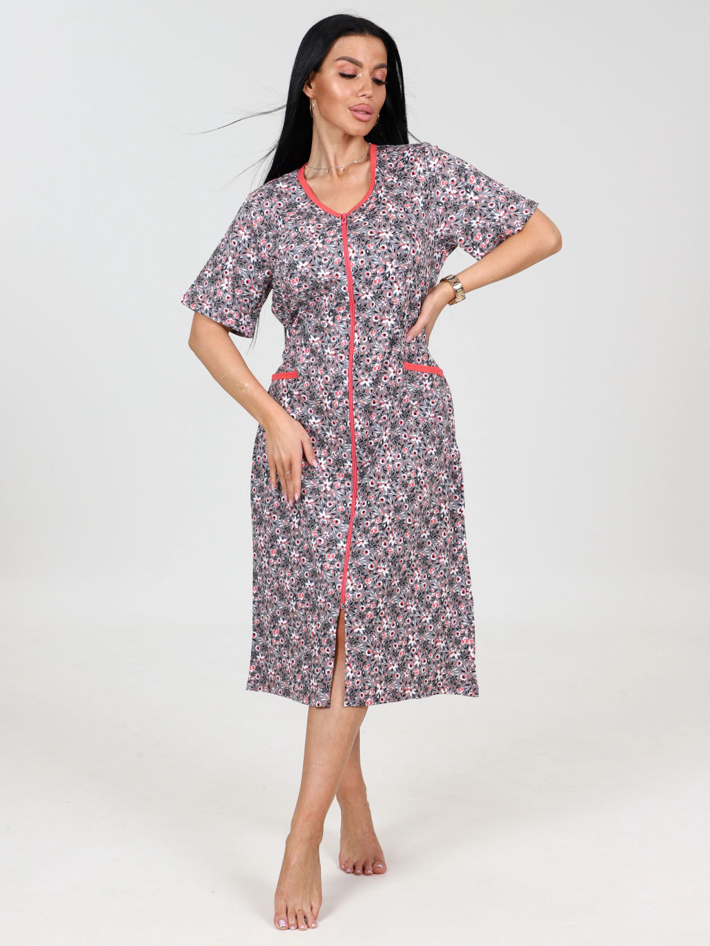 Халат женский, цвет серый