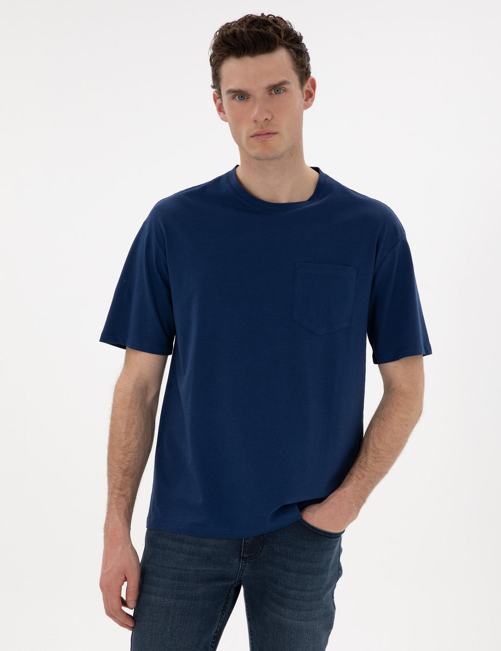 A__k Lacivert Comfort Fit Basic Ti__rt