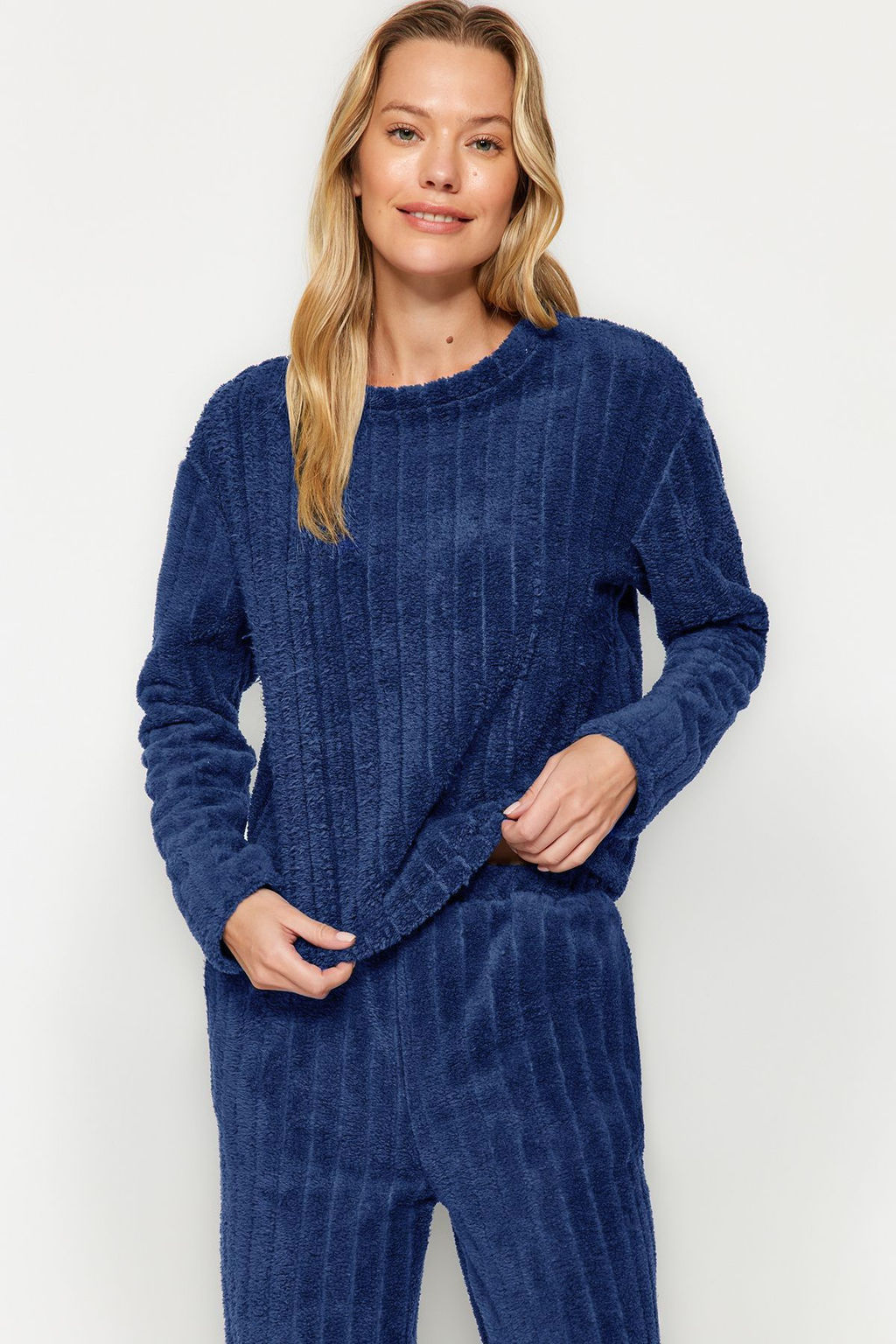 Trendyolmilla Antrasit Wellsoft K?sl?k Orme Pijama Tak?m? THMAW24PT00042  фото 2