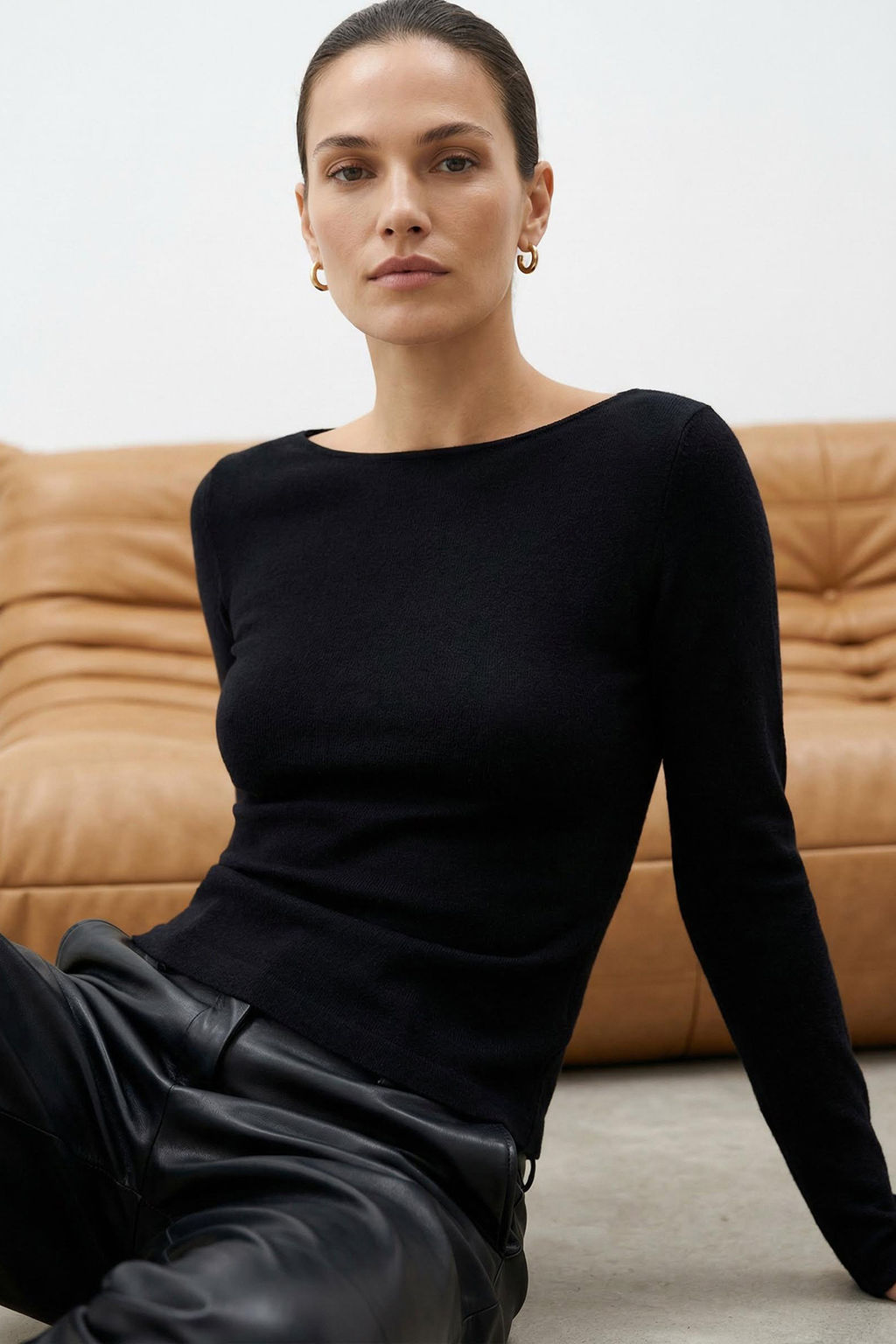 Siyah Yumusak Dokulu Kay?k Yaka Triko Kazak TWOAW26KZ00293 - Trendyolmilla фото 3