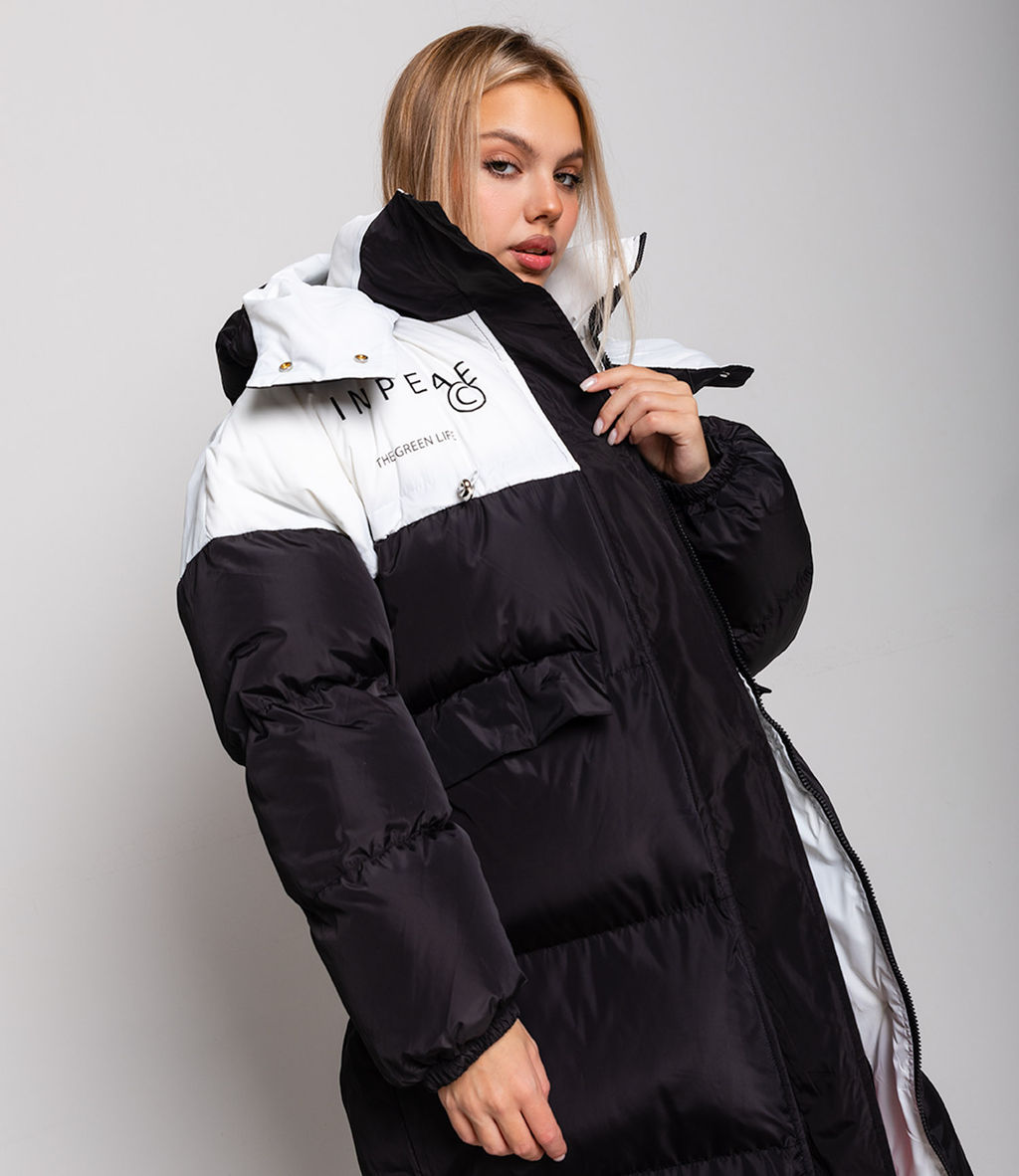 Пальто #КТ7001 (1), чёрный,белый