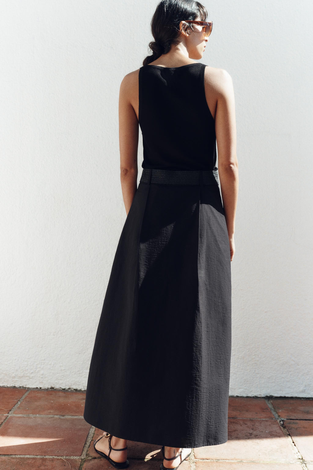 FALDA MIDI CAPA CINTUR?N / Negro - Zara фото 7