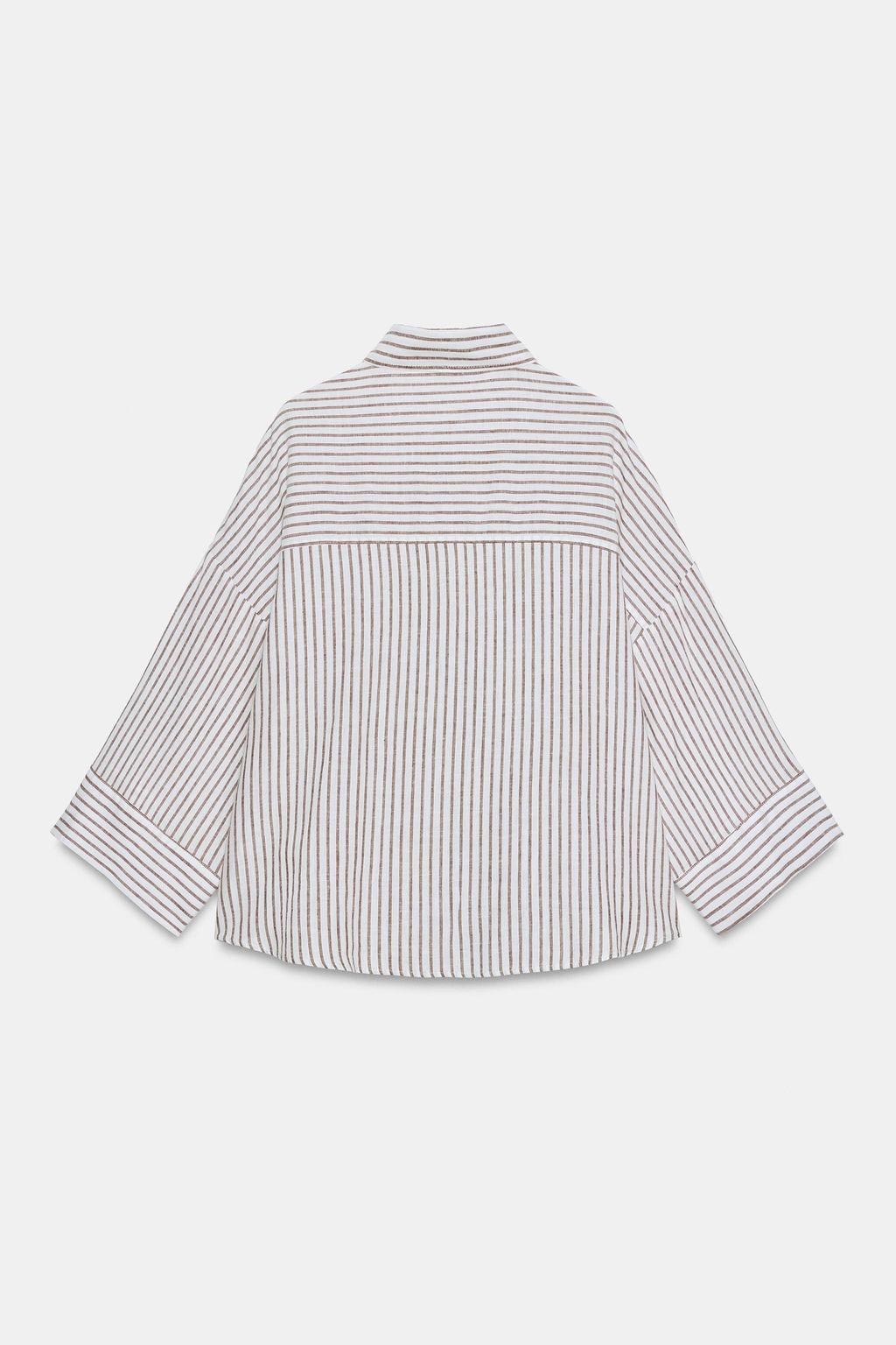 CAMISA RAYAS CON LINO / marron/blanco