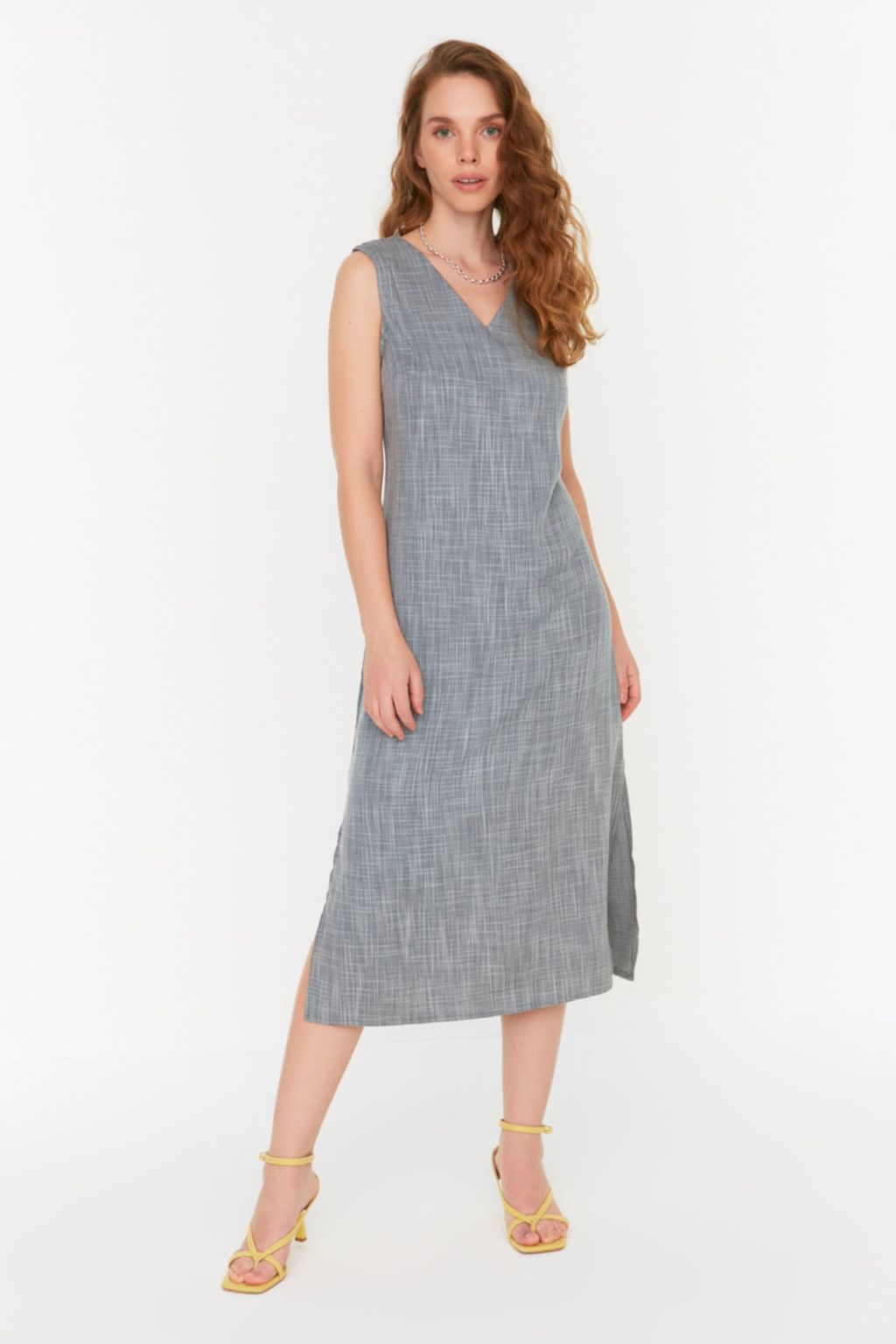 Siyah V Yaka Y?rtmac Detayl? Elbise TWOSS22EL1423 - Trendyolmilla фото 2