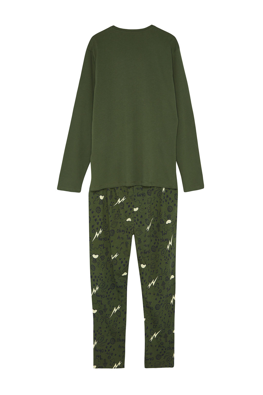 TRENDYOL MAN Erkek Haki Regular Fit Nak?sl? Orme %100 Pamuk Pijama Tak?m? TMNAW24PT00025 - Trendyolmilla фото 8