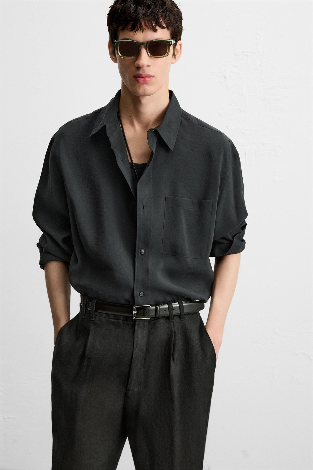 TOPSTITCHED LEATHER BELT - Zara фото 2