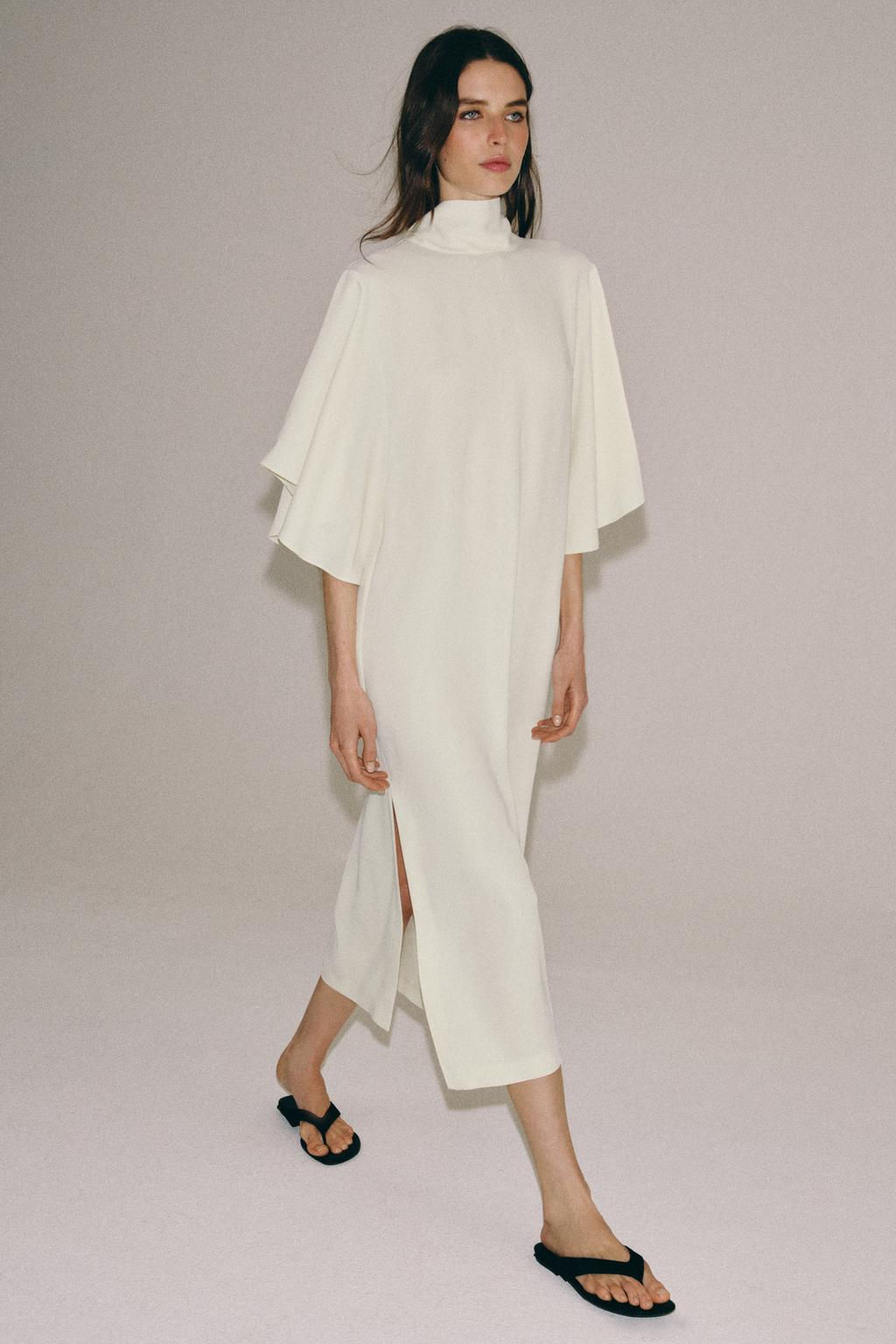 VESTIDO MIDI FLUIDO ZW COLLECTION / Beige claro - Zara фото 11