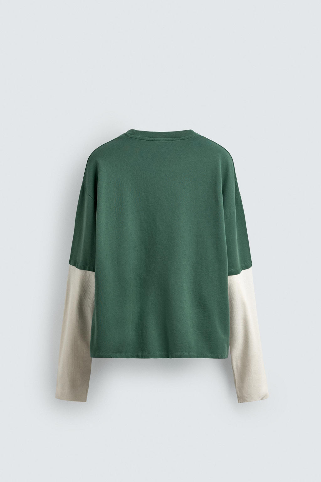 SUDADERA MANGA EFECTO DOBLE / Verde - Zara фото 9