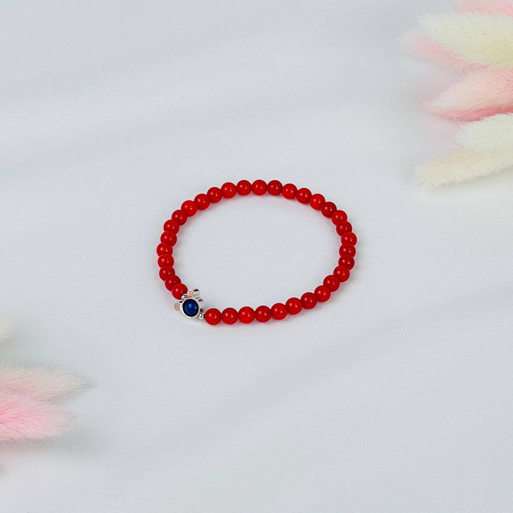 Браслет детский из Коралла и Лазурита со вставкой 17 см