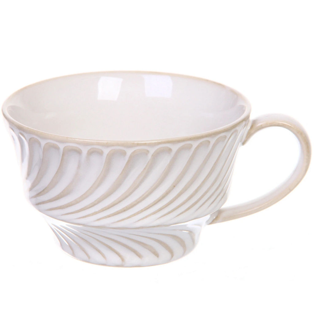 Чайная пара "Верона" (кружка 230мл, блюдце) полоска бежевая