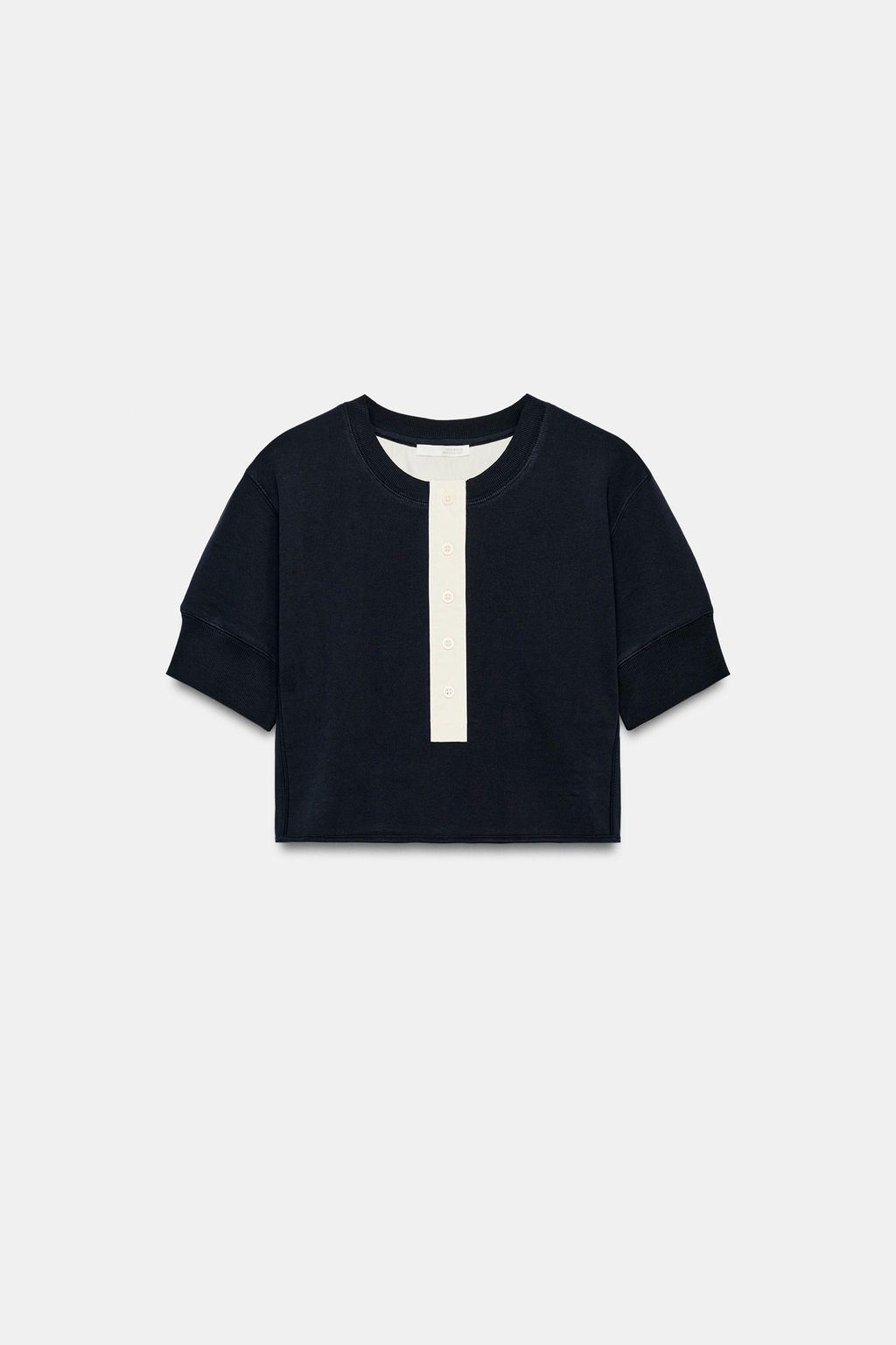 SUDADERA CROP CUELLO PANADERO / Azul / Blanco - Zara фото 6