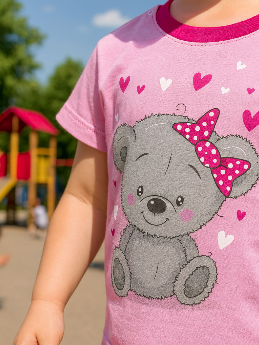 Костюм детский розовый/темная малина принт мишка 7057п (80, 52)