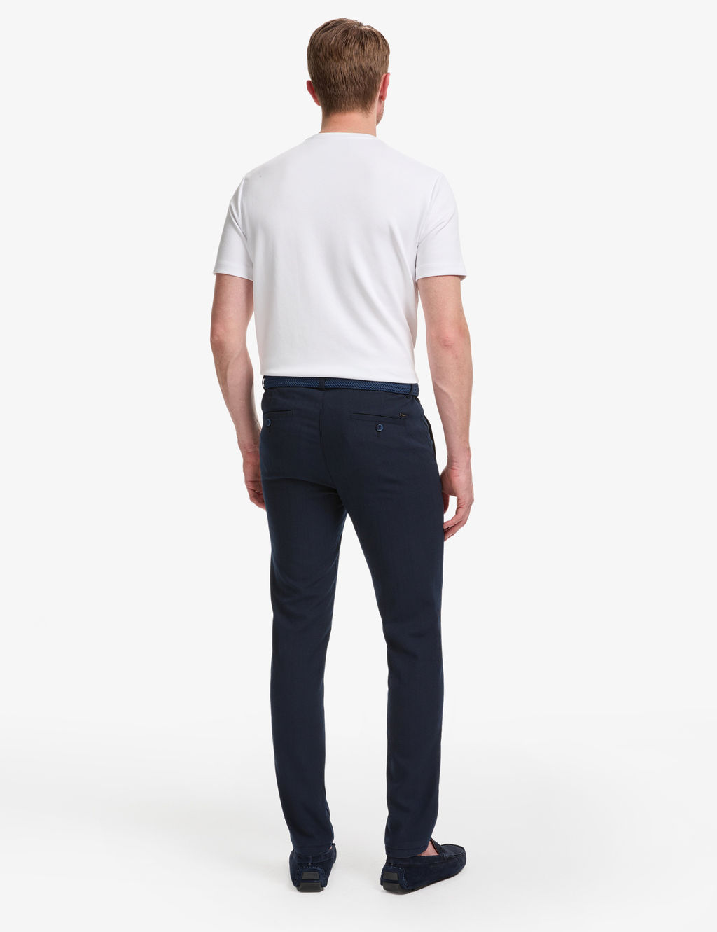 Lacivert Slim Fit Beli Latikli Kanvas Pantolon
