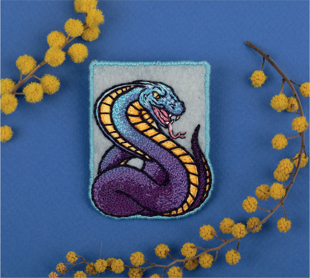 Набор для вышивания PANNA Живая картина JK-2329 Брошь. Змея 4.5 х 6 см