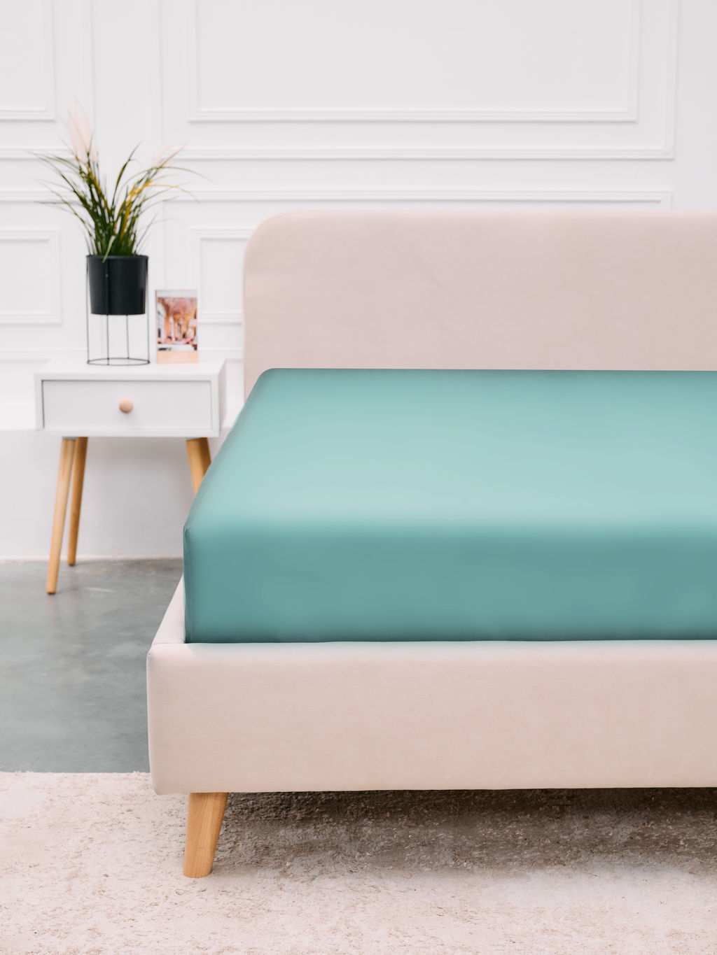 Простыня из сатина гладкокрашенного - Бирюзовый пастельный 180х215