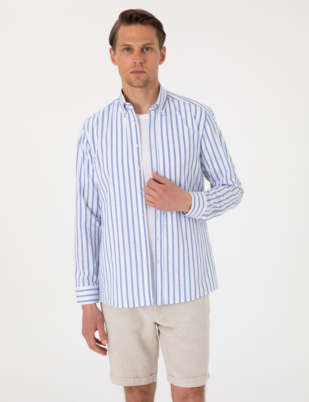 Lacivert Regular Fit _izgili Uzun Kollu G_mlek - Pierre cardin фото 3