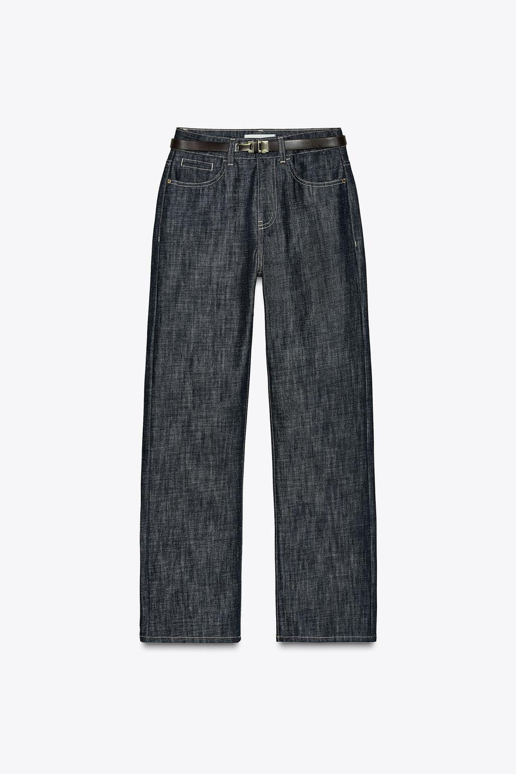 Z1975 HIGH-WAIST STRAIGHT SLIM FIT BELTED JEANS - Zara фото 2