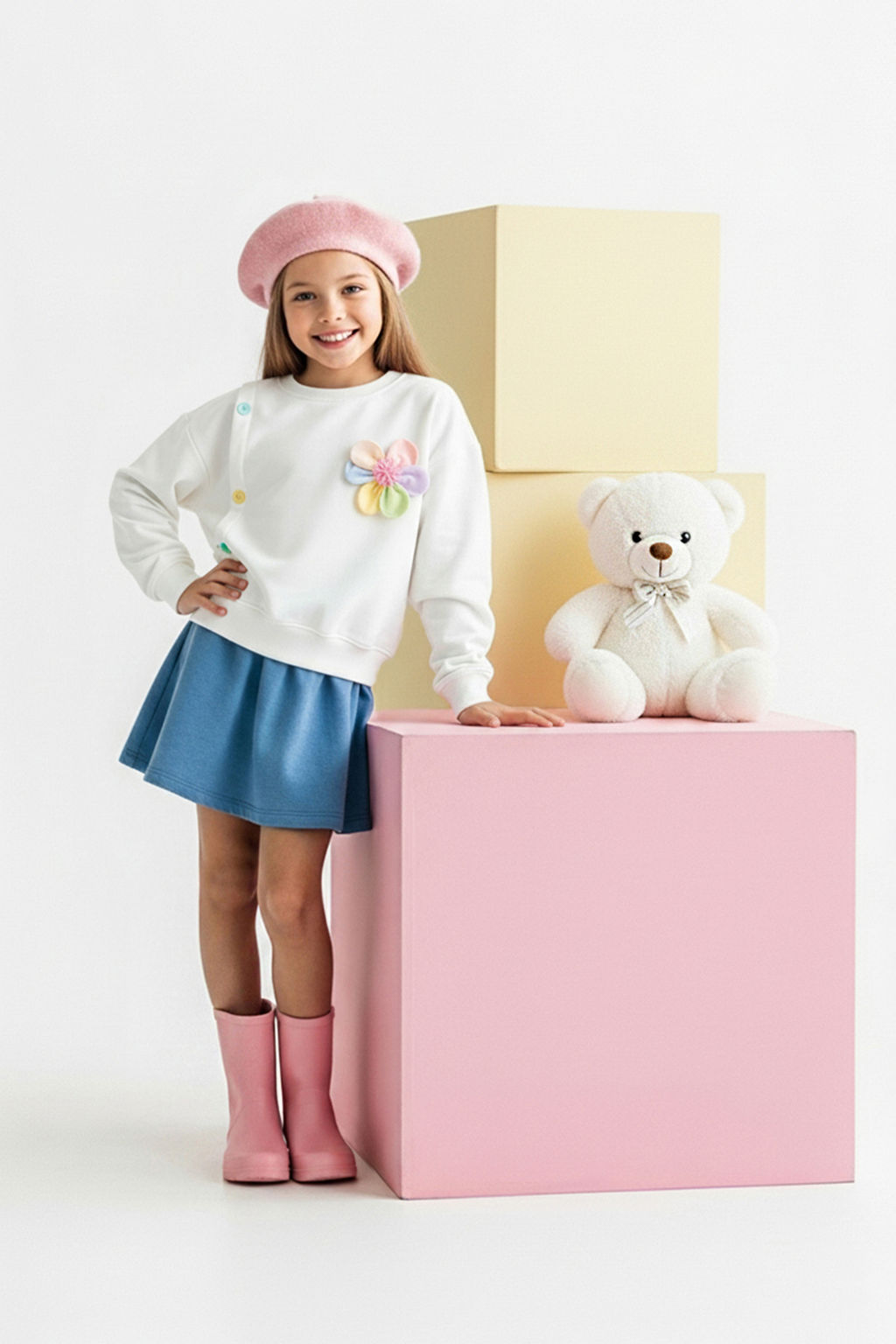 Ac?k Turuncu Pamuklu Cicekli K?z Cocuk Regular Orme Sweatshirt TKDAW25SW00020 - Trendyolmilla фото 11