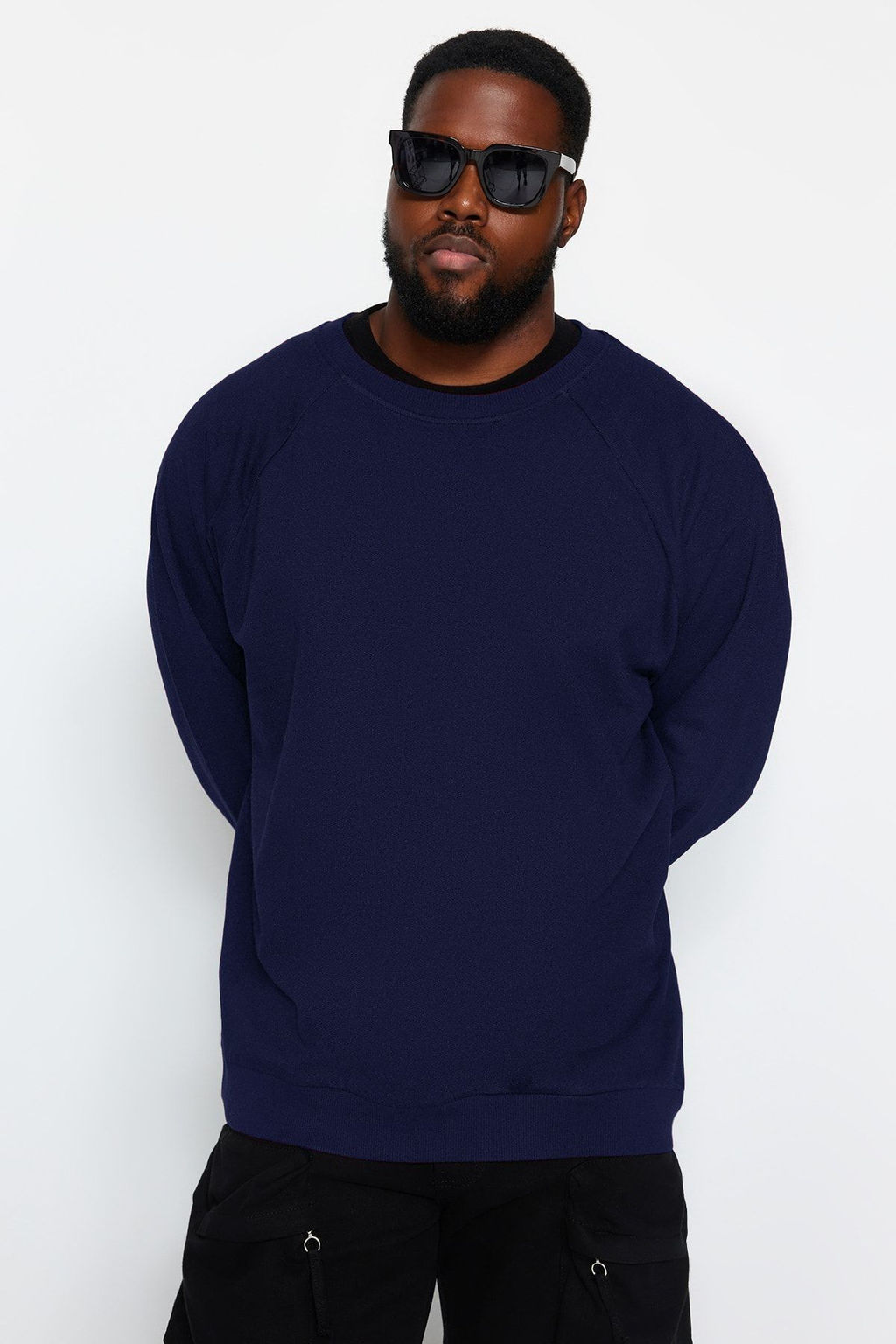 TRENDYOL MAN Lacivert Buyuk Beden Bisiklet Yaka Oversize/Genis Kesim Ici Polarl? Sweatshirt TMNAW24AO00007 - Trendyolmilla фото 26