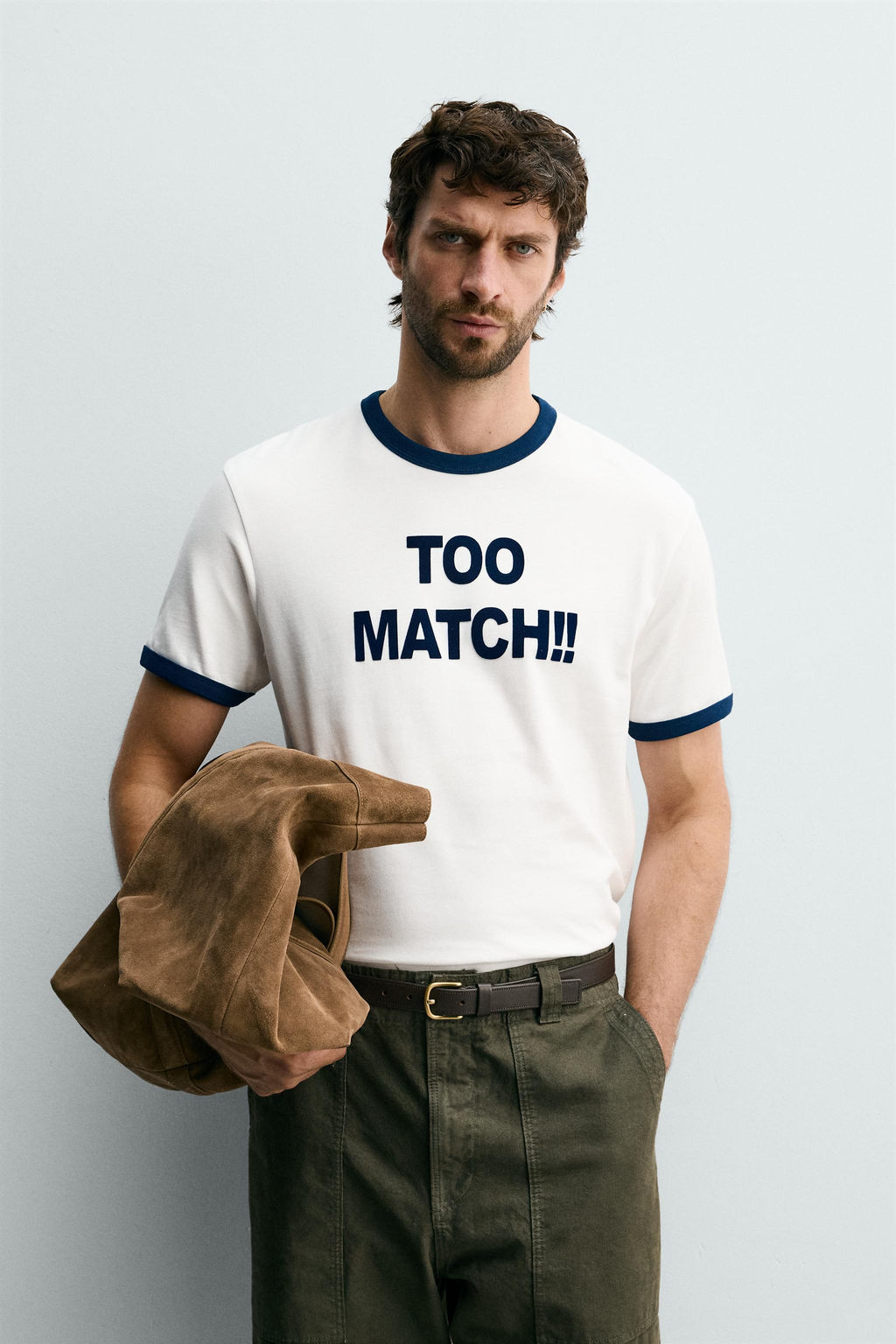 CAMISETA RIB CONTRASTE TEXTO / Blanco roto - Zara фото 2