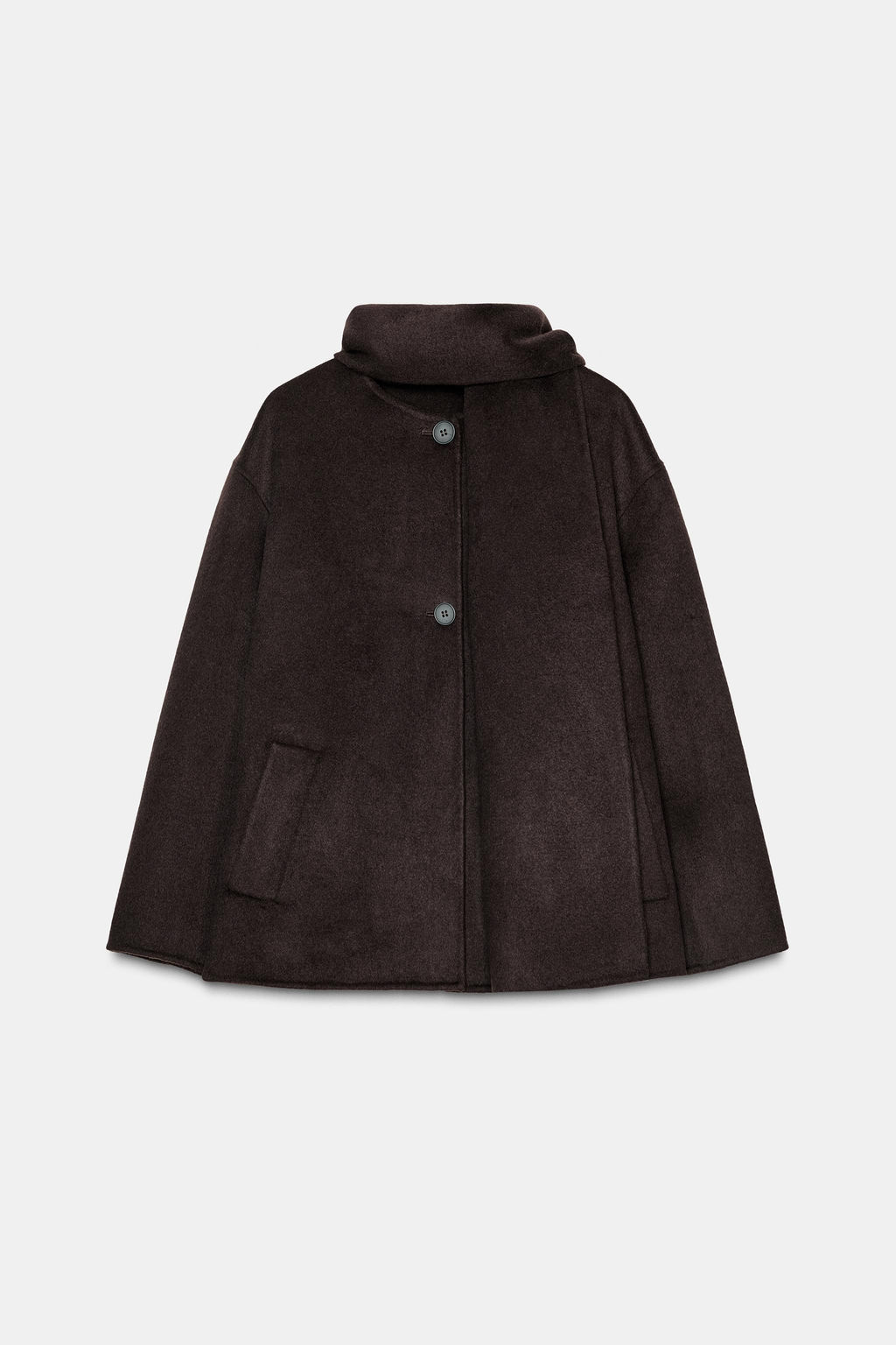SHORT WOOL COAT WITH SCARF - Zara фото 9
