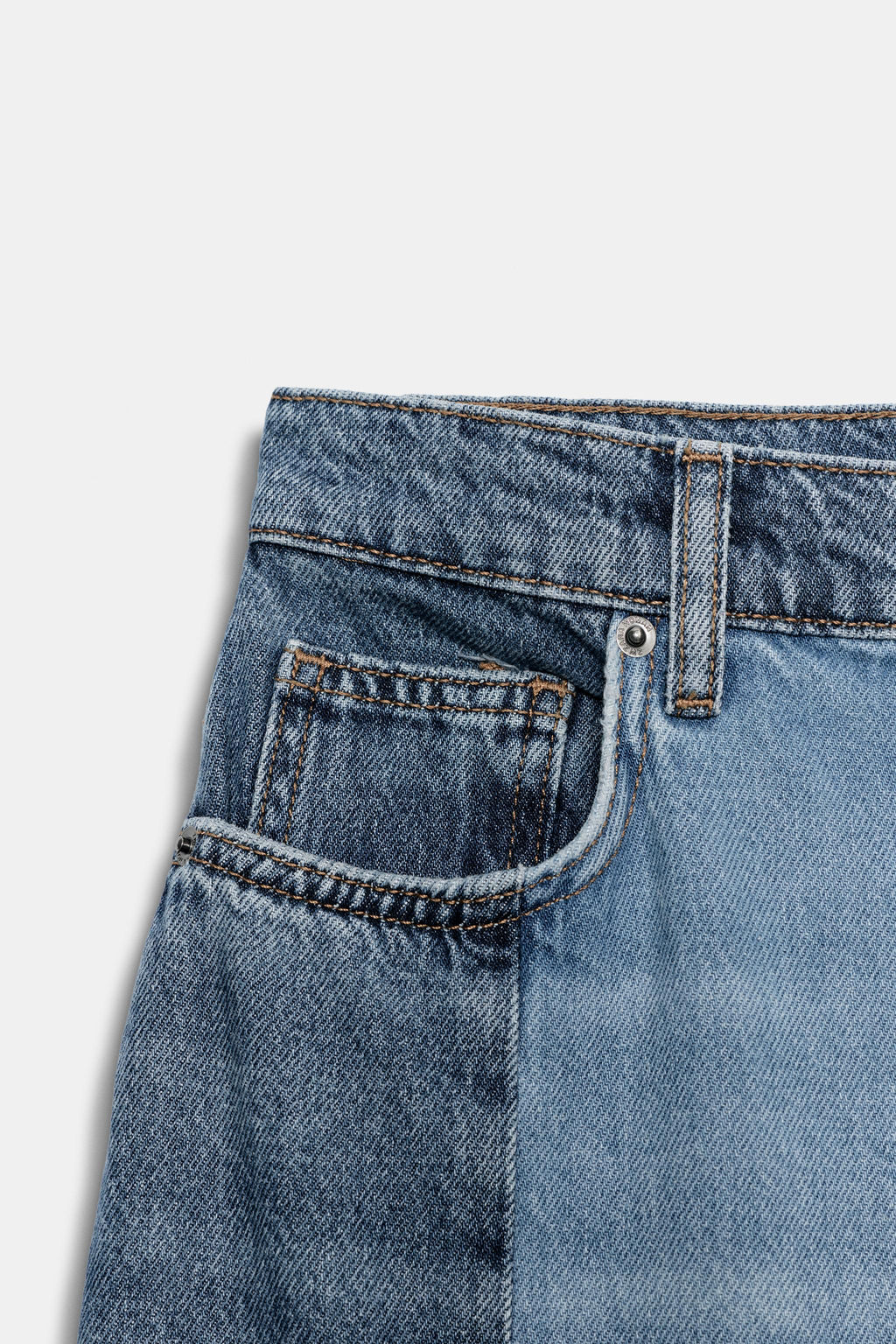 JEANS ZW COLLECTION BARREL PATCHWORK TIRO MEDIO / Azul - Zara фото 7