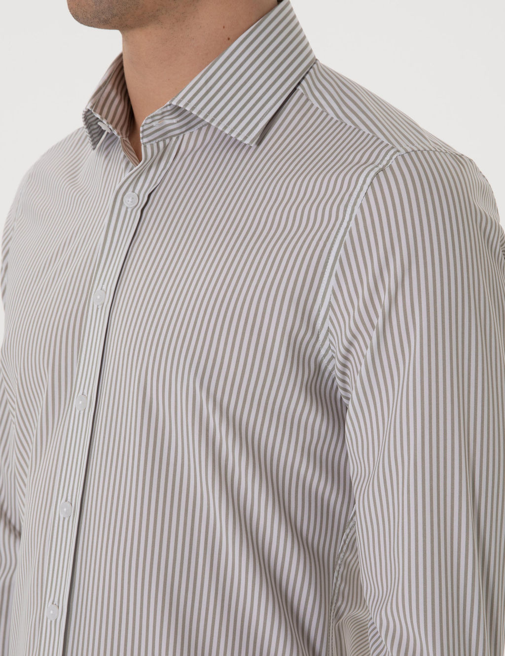 Haki _izgili Ex. Slim Fit Uzun Kollu G_mlek - Pierre cardin фото 7