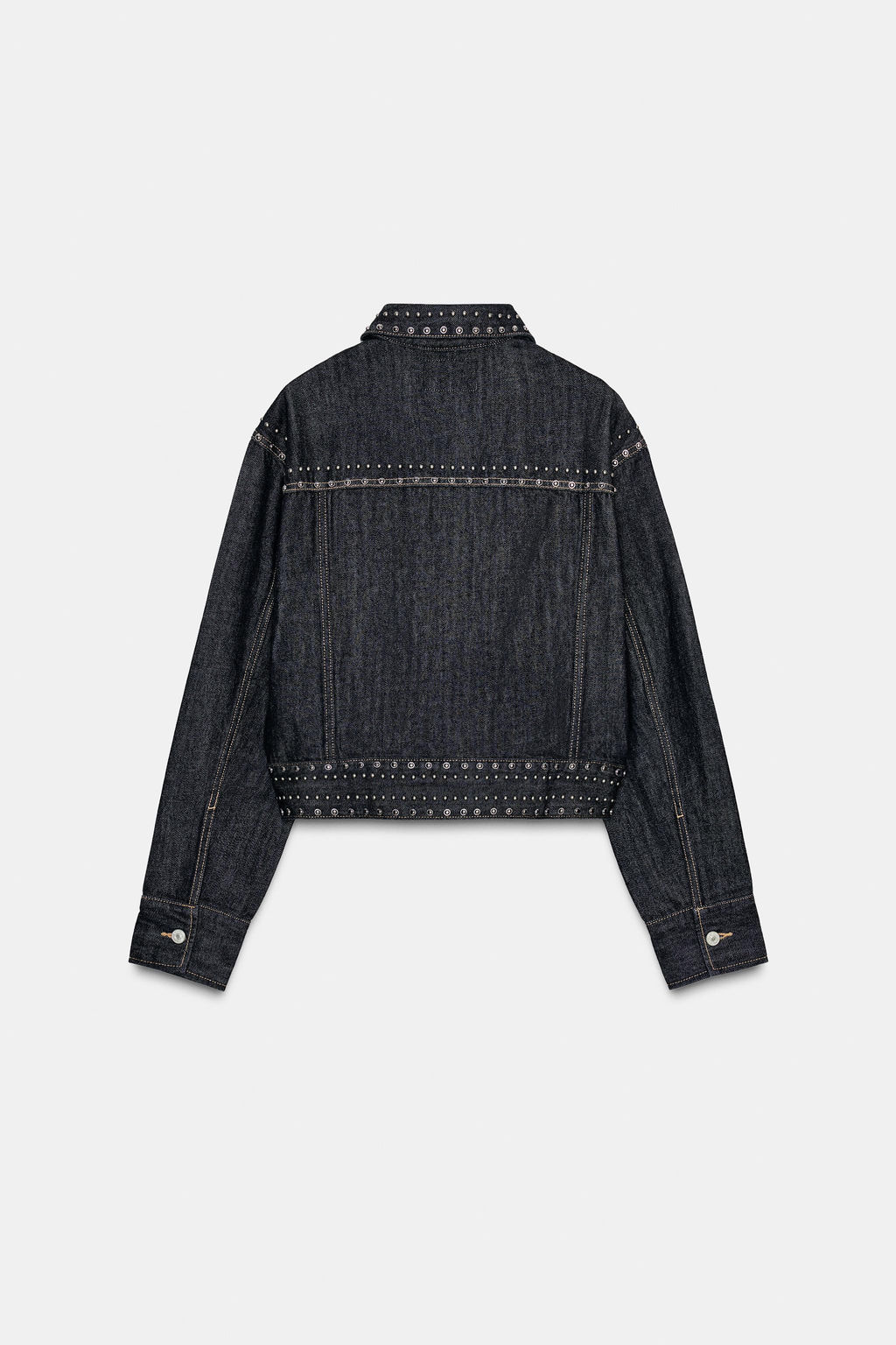 STUDDED DENIM-EFFECT JACKET - Zara фото 8