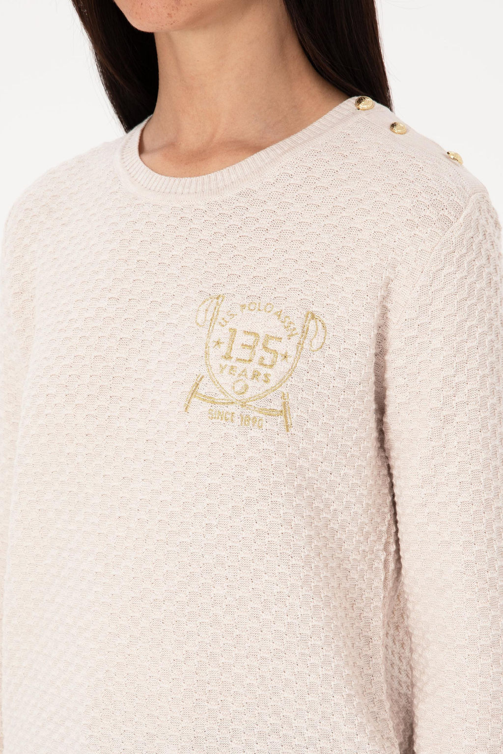 Kad_n Krem Melanj Bisiklet Yaka Kazak - U.s. polo assn фото 7