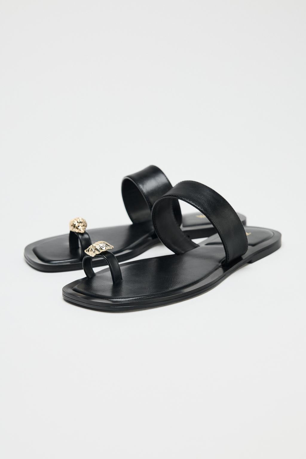 METALLIC BEAD TOE POST SANDALS - Zara фото 4