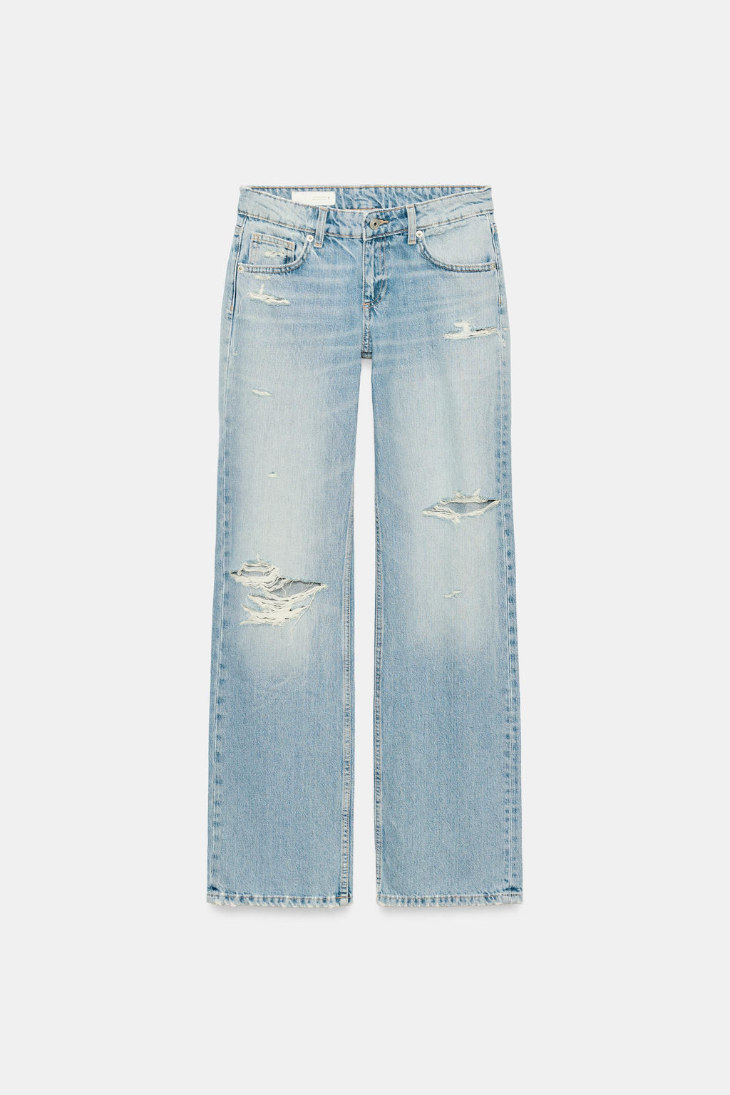 JEANS TRF WIDE LEG TIRO BAJO ROTOS / Azul
