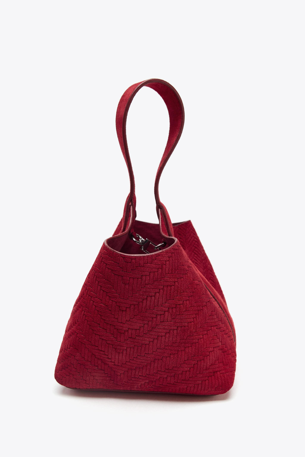 BRAIDED SUEDE MINI BUCKET BAG - Zara фото 6
