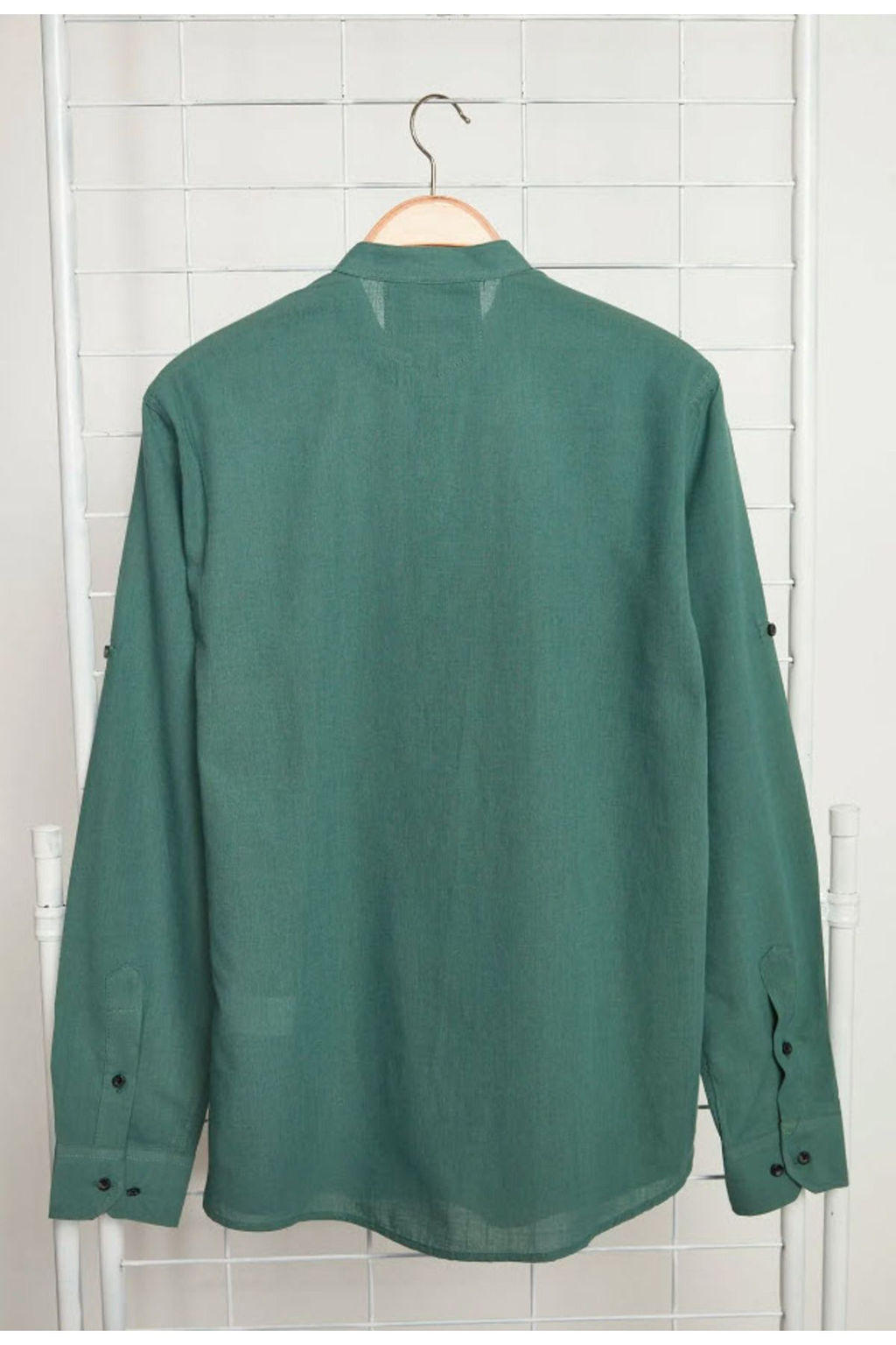 TRENDYOL MAN Koyu Yesil Slim Fit Basic Hakim Yaka Apoletli %100 Pamuklu Keten Gorunumlu Gomlek TMNSS20GO0188 - Trendyolmilla фото 31