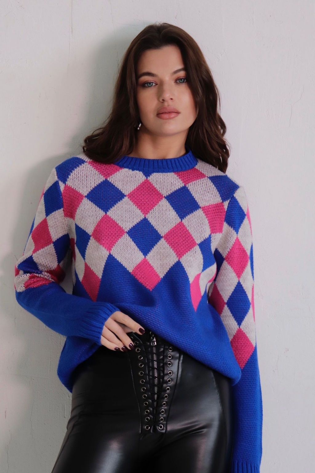 10661 Джемпер с ромбами синий - Martichelli фото 18